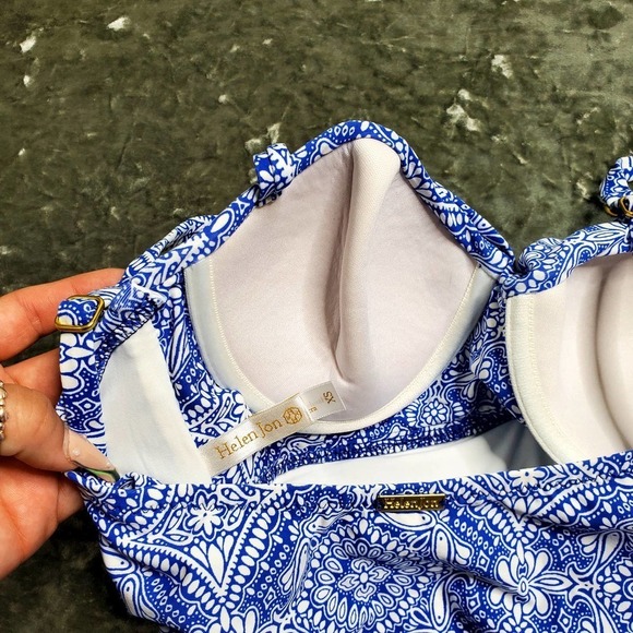 Helen Jon Blue Paisley Print 2 Piece Swimsuit - Picture 13 of 14